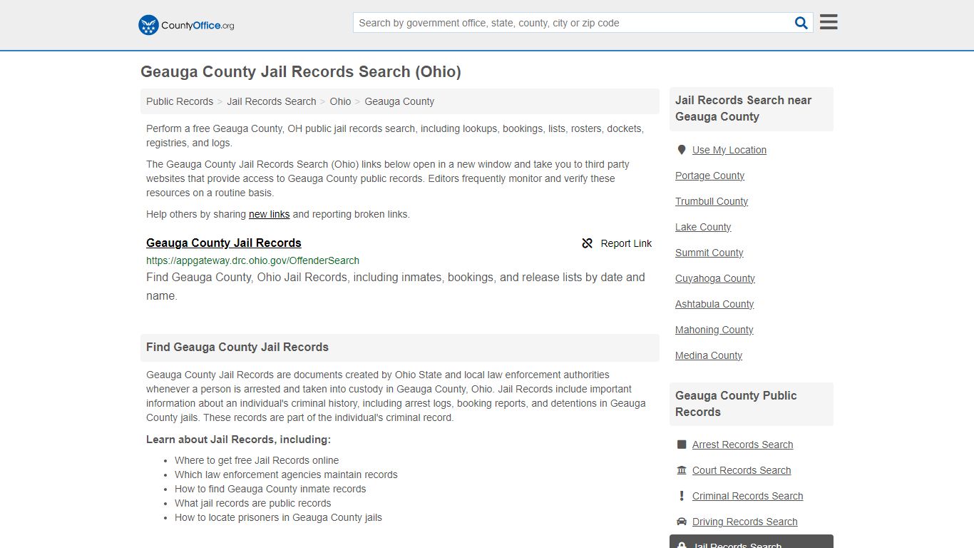 Jail Records Search - Geauga County, OH (Jail Rosters & Records)